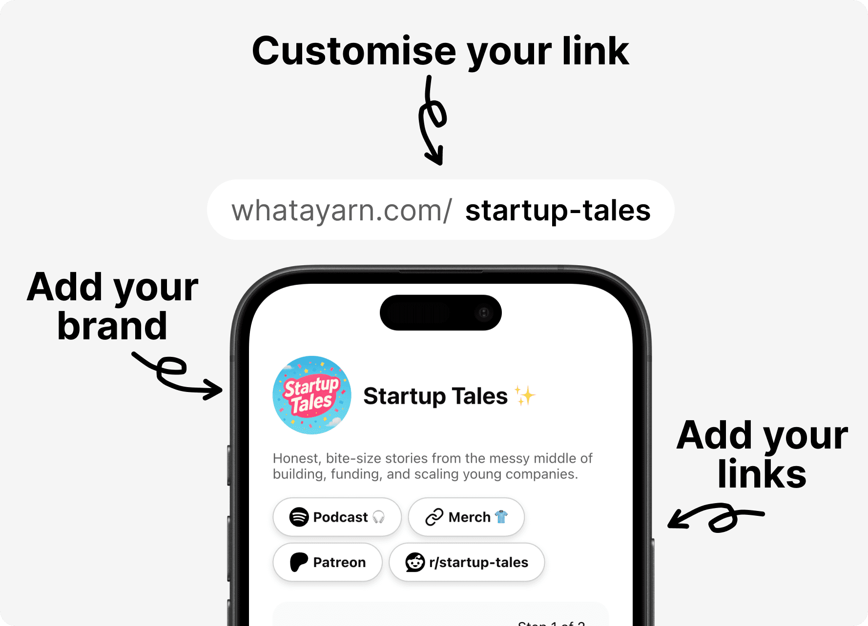 Make it yours - Customise your link, update your picture and bio, and showcase your links
