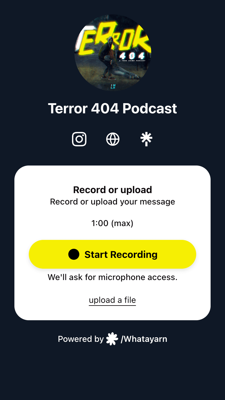 Terror 404 podcast page